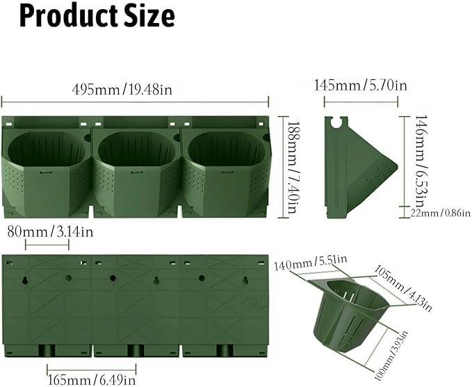 36 Pockets Living Wall Planter Indoor, Self Watering Wall Hanging Planters for Outdoor Plants Stackable, Cascading Vertical Planter Garden (wall Planter 36)