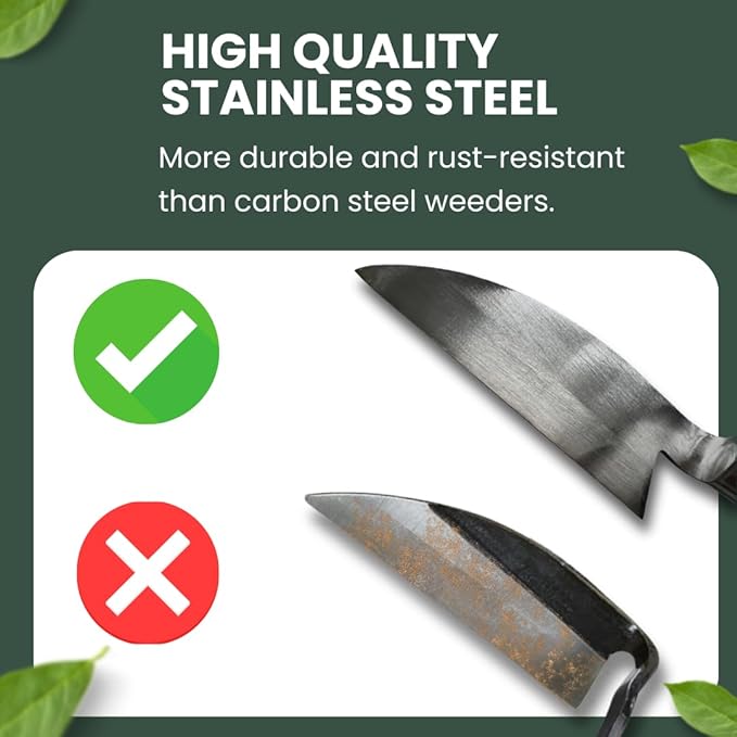 Hounen Miyawaki Nejiri Kama Weeder – Japanese Weeding Sickle, Twisted Stainless Steel, 4.7 in (12 cm) Blade, 13 in (33 cm) Wood Handle, Root Slicer for Garden Beds & Crabgrass, Made in Japan