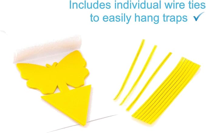 Yellow Dual Sticky Fly Traps 10-Pack for Gnat Whiteflies Fungus Gnats Flying Insects - Houseplant Disposable Glue Trappers Save a Garden Butterfly Shape