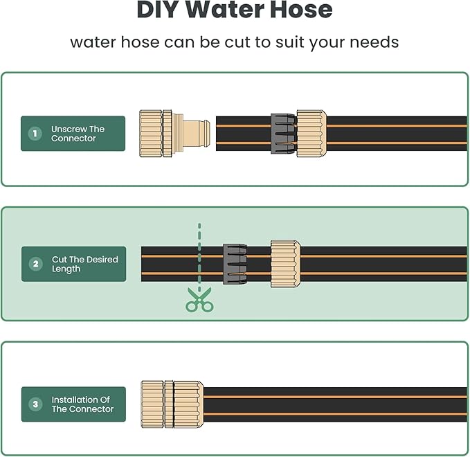 Giraffe Tools Garden Hose 5/8" Custom Length, No Kink, Flexible, Leakproof Water Hose, 600 Burst PSI, 10ft Double Female Fittings,Black Orange