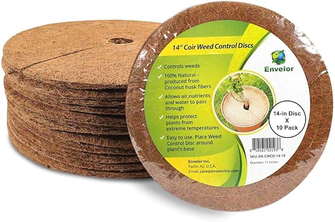 Envelor 10 pcs Coconut Fibers Mulch Ring 14 Inches Tree Protector Mat Coconut Mulch Cover Natural Coconut Fiber Weed Control Rings, Tree Ring Plant Cover for Indoor Outdoor Plants, Pot, Landscaping