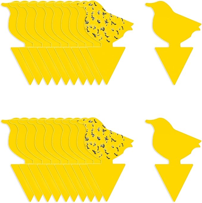 Sticky Gnat Traps for Indoor Plants — 20 PCS Small Pot-Sized Yellow Traps for Succulents, Cactus, Orchids & Houseplants — Fungus Gnat Control for Tiny Pots, Seed-Starting Trays & Terrariums