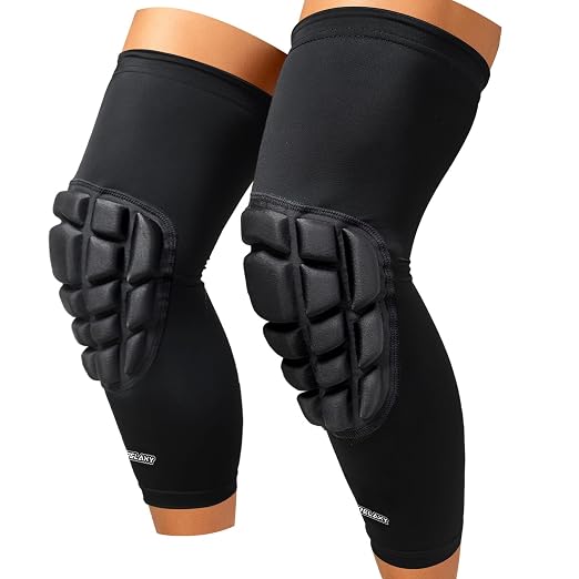 Frelaxy Wrestling Knee Pads, 3D Protective Compression Leg Sleeves, Padded Knee Sleeve for Wrestling, Basketball, Volleyball, Baseball, Knee Protective Gear for Youth, Women & Men (1 Pair)