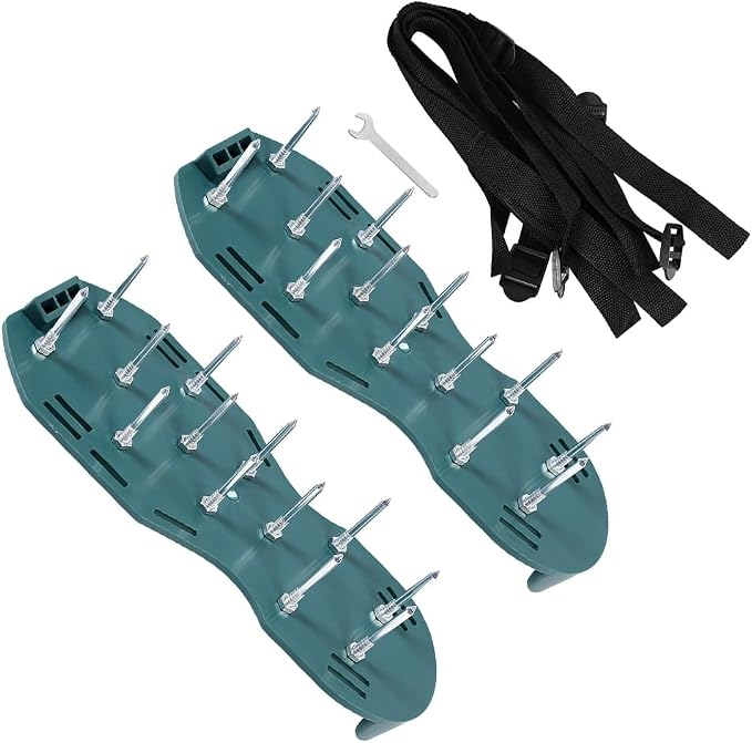 Lawn Aerator, Lawn Aerator Shoes for Grass with Loop and Hook Fastener, 26 Spikes Adjustable Strap Spiked Sandals for Soil Aeration, Lawns dethatcher, Epoxy Shoes(3 Straps)