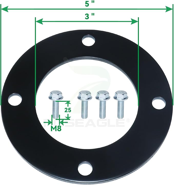 2 Pack Upgraded High-Strength Deck Spindle Reinforcement Rings with Mouting Bolts and L Shaped Angled Hex Socket Wrench for John Deere All Series Lawn Tractors and Lawn Mowers