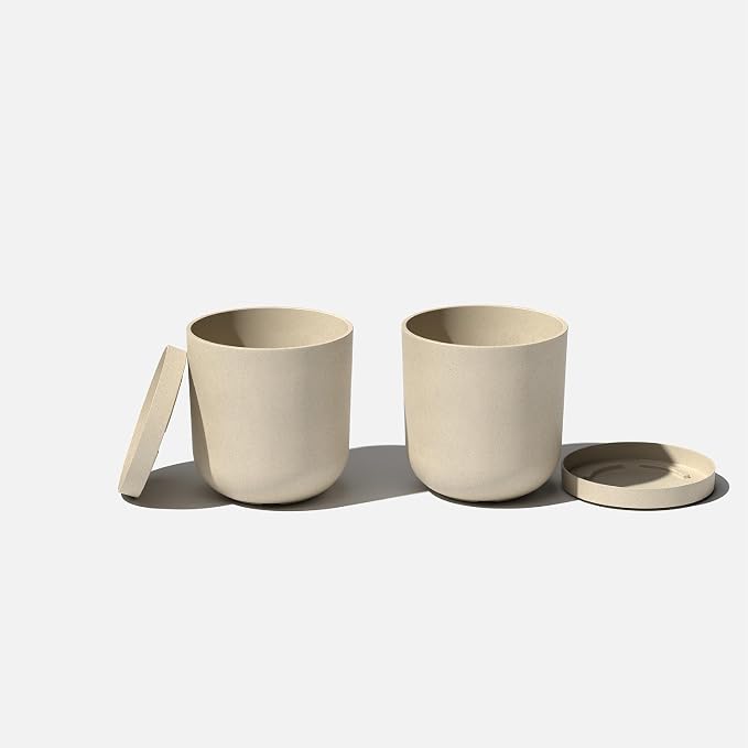 Veradek Mason Series Lima Planter - Round Planter for Indoor or Outdoor Porch/Garden | Made from Plastic-Stone Composite with Drainage Holes | Modern Décor for Succulents, Flowers, Small Plants