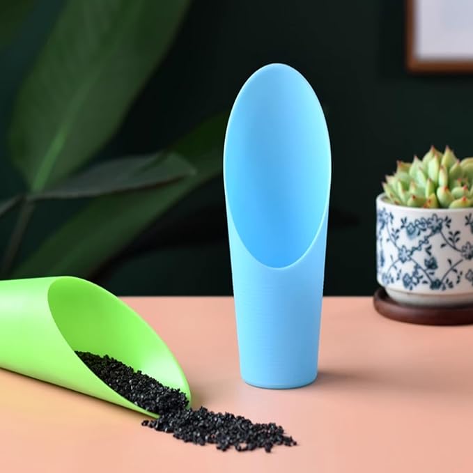 Soil Scoop for Indoor Plants - Plastic Mini Garden Plant Care Shovel Hand Tools Transplanting Succulent Cultivation Digging Scoops Kits, Green