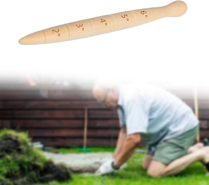 Qianly Garden Dibber Planting Tool Wooden Seed Dibber Hand Tool Bulb Planter Hole Digger Lightweight Construction for Sowing Application Suitable