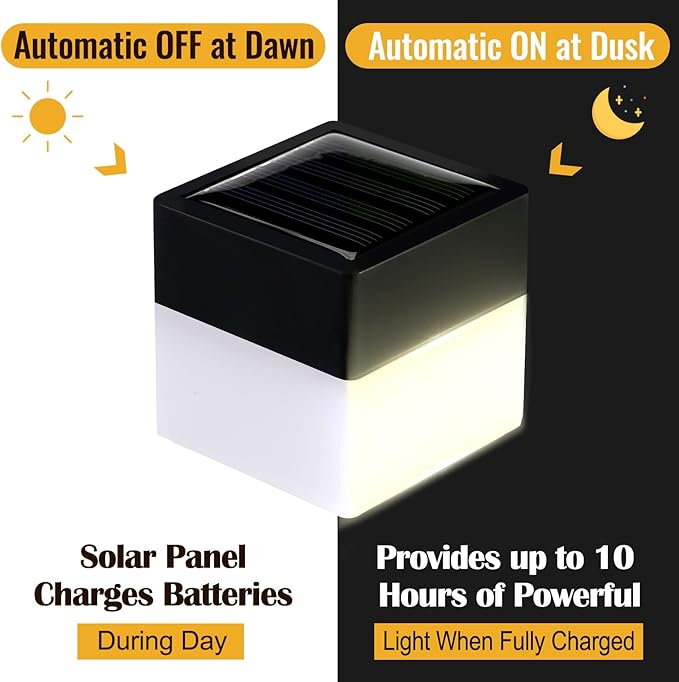 Tujoe Solar Post Cap Lights Fence Post Solar Lights 2in x 2in (5cm x 5cm)(Warm Yellow,20 Pack)