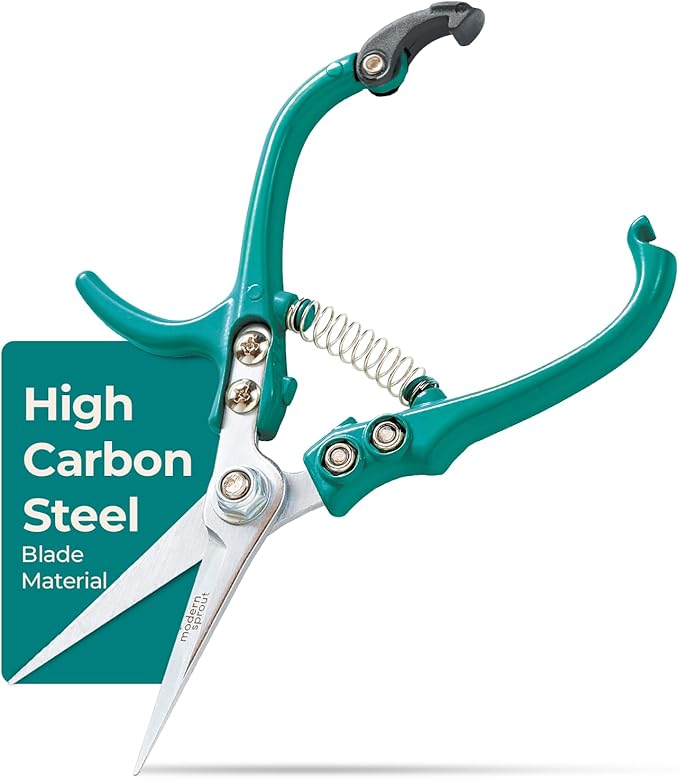 Modern Sprout Pruning Shears - Herb Snipping Scissors- Lightweight Gardening Tools W/Easy Lock - Flower Cutter Garden Shears - Gift for Father's Day - Carbon Steel Blade+Reusable Holster(Ocean,1-Pack)