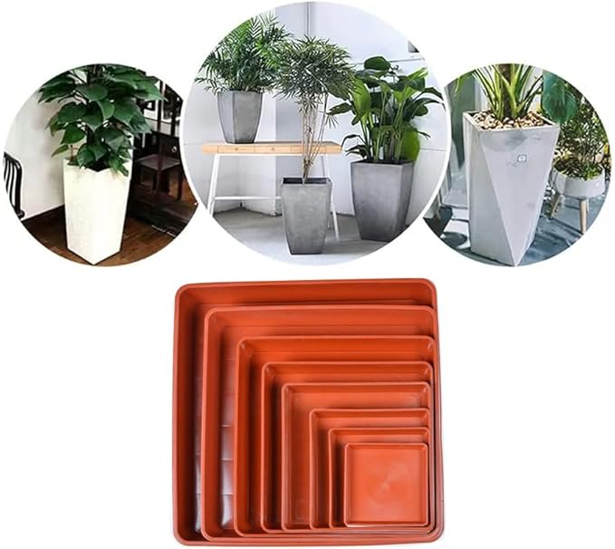 LWALRS 5 Pack Square Plant Saucer 14 Inch, Large Plant Saucers for Pots, Durable Plastic Plant Trays Plant Pot Saucers, Square Planters for Indoors and Outdoors Plants.