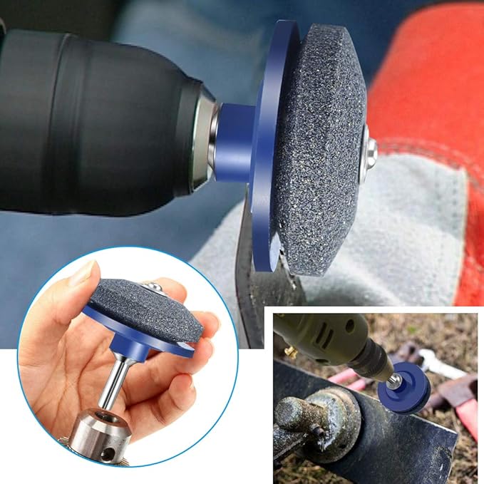 4 Pack Lawn Mover Blade Sharpener, Lawnmower Sharpener Garden Tools Drill Grinding Tool