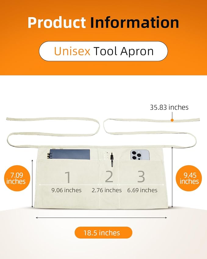 Canvas Work Waist Apron with 3 Pocket