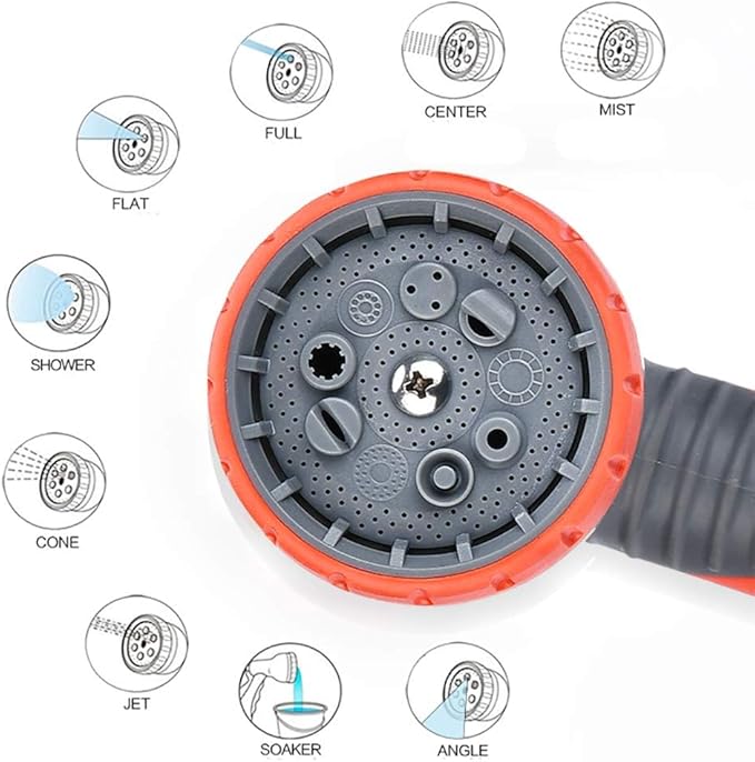 HmiL-U Garden Hose Nozzle Sprayer, Heavy Duty Metal High Pressure Water Gun, 9 Adjustable Watering Patterns Suitable for Watering Plants Washing Cars and Showering Pets