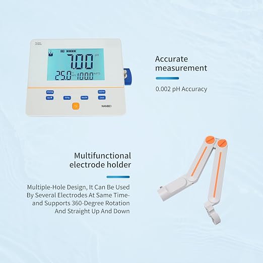 High Precision Lab Benchtop pH Meter,Data Storage 500 Sets,0.002 pH Accuracy,Support for USB or RS-232 Communication,1-5 Points Auto Calibration,High Resolution LCD Display, 5.7 inch (PH400F)