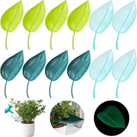 12 PCS Plant Pot Watering Funnel, 3 Color Leaf Plant Watering Devices, Creative Leaf Watering Device for Indoor and Outdoor Plants (12)