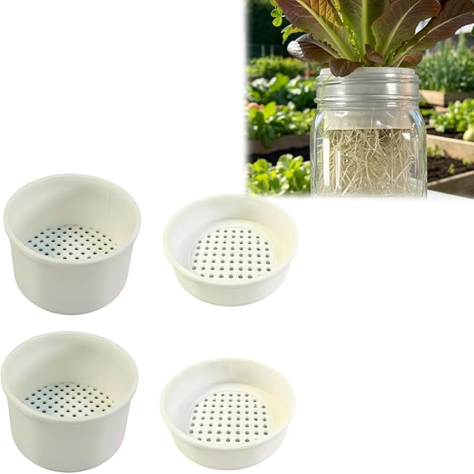 4-Pack Microgreen Grower for Mason Jars 3 Inch, Microgreen Sprouting Kit Wide Mouth, Sprouting Adapter Set with Deep and Shallow Inserts for Home Growing
