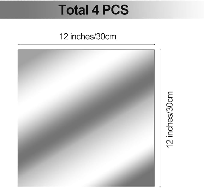 Zonon Flexible Mirror Sheets Self Adhesive Non Glass Mirror Tiles Stickers for Home Wall Decor(20 Pieces,12 x 12 Inches)