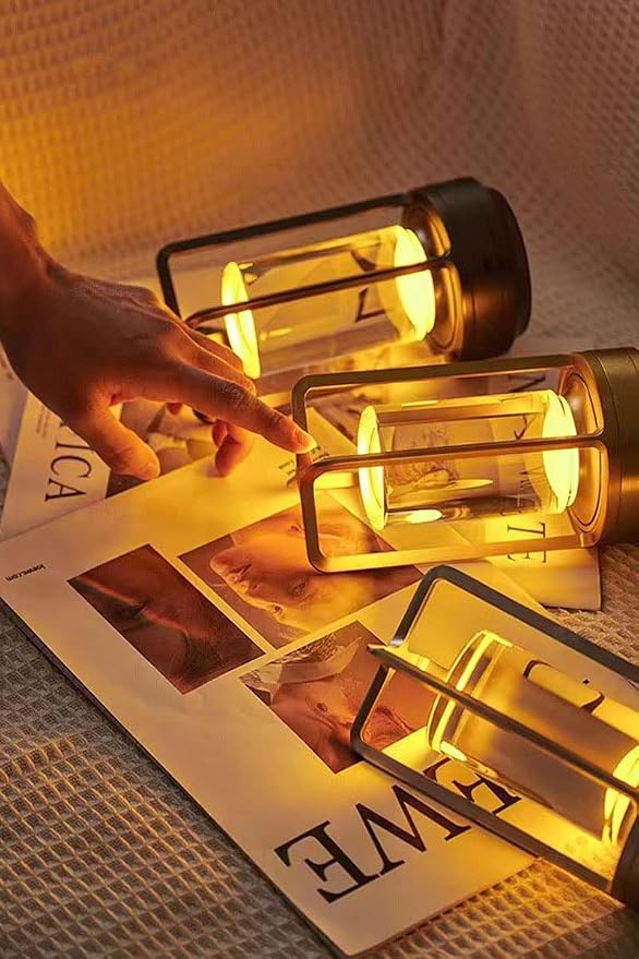 HAPYGI Portable Metal Table Lamp for Indoor/Outdoor,Rechargeable Cordless LED Lamp, 3-Colour Infinitely Dimming Battery Powered Small Desk Lamp, Restaurant/Bedroom/Bar/Coffee/Camping Light (Gold)