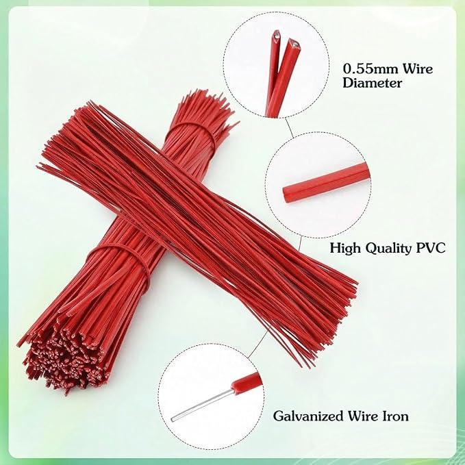 200 PCS Twist Ties for Plants, 7.8 Inch Garden Twist Ties Reusable Red Cable Tie with Rugged Metal Innercores for Bread Cake Pop Candy Bags Cable Organization Christmas Tree Gardening Decor