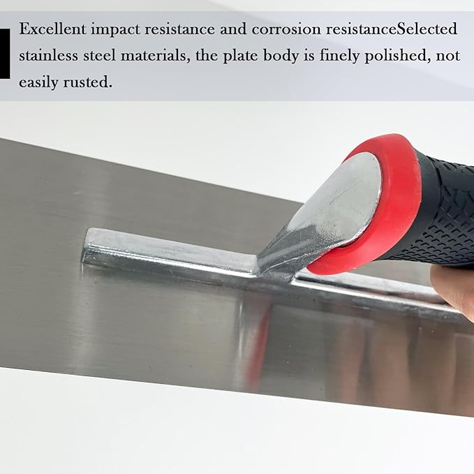 Round End Pool Trowel Set, 2pcs Finishing Trowels Set, Stainless Steel with Soft Grip Handle