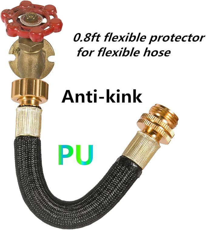 0.8ft Garden Hose Extension Flexible Adapter Short Connector With Integrated Spiral Tube for Reel/RV/Dehumidifier (1)