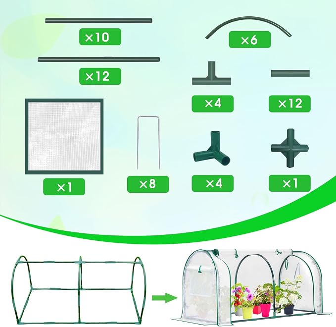 Mini Greenhouse for Outdoor,Portable Small Tunnel Greenhouses for Outdoors with Roll up Zipper Door for Protecting Plant (PE, 47" x23" x 23")