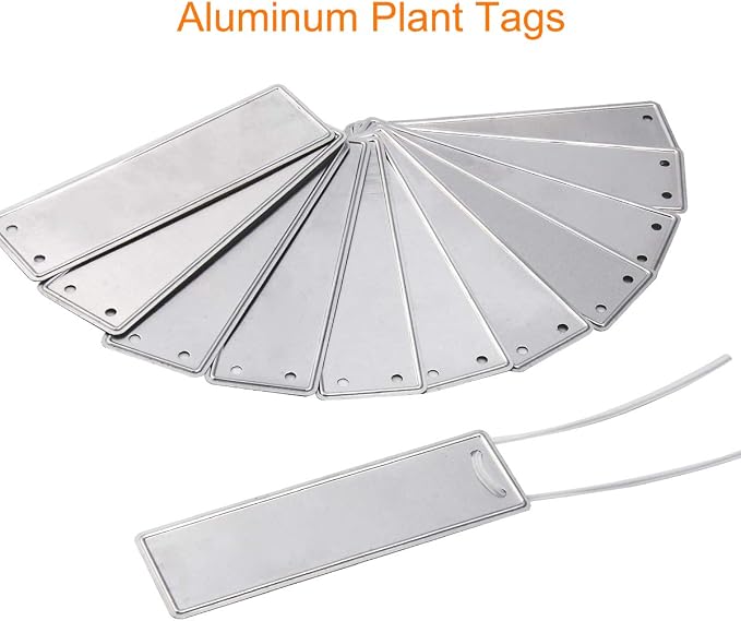 Coolrunner Aluminum Plant Labels, Double Sided Metal Labels, Metal Label Tree ID Tags Durable & Waterproof Pot Label Tag Outdoor Marker for Indoor Outdoor Gardening Nursery (100)