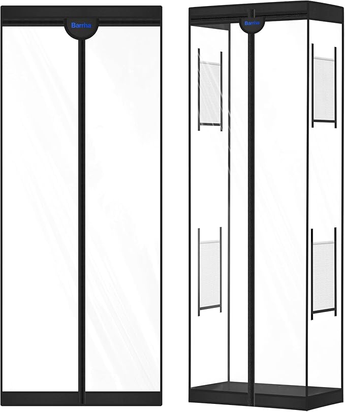 Barrina Plant Stand Tent, Clear, 24.4 x 15.0 x 70.1IN, T-Zipper, Double Sided Windows (2 on Each Side), with Bottom Tray, 1 Pack, Fits Barrina LP600 Indoor Greenhouse with Grow Light
