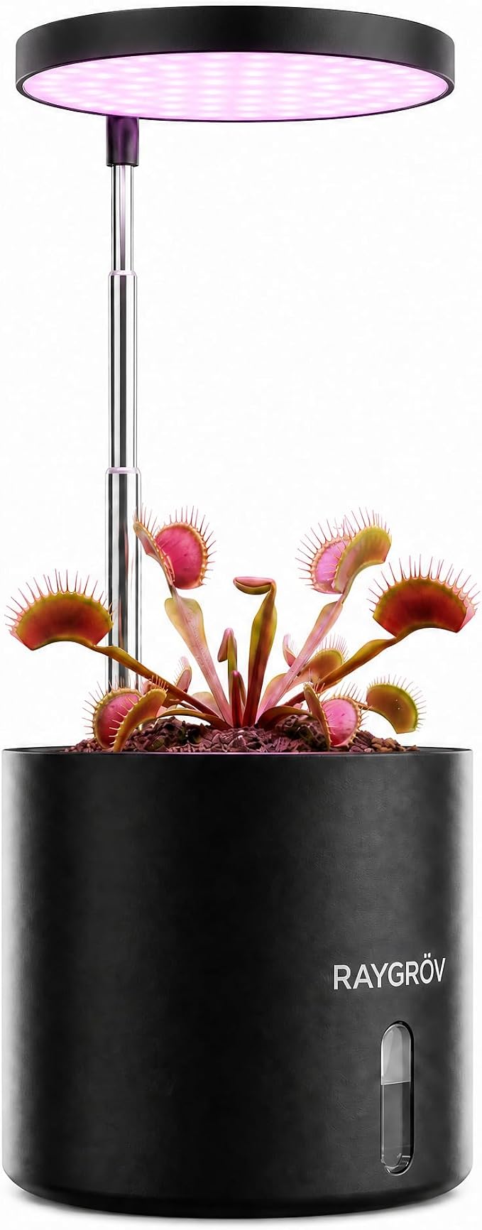Self-Watering Planter with Grow Light, Smart Indoor Pot for Venus Fly Trap, Carnivorous Plants, African Violet, Cat Grass, Catnip & Herbs, 2-in-1 Wall + Desktop, USB 5W Full Spectrum LED