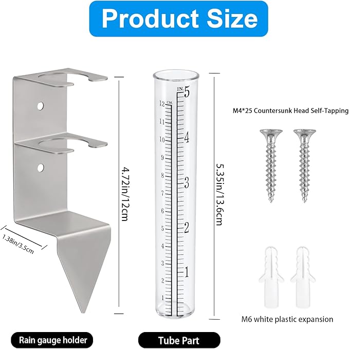 5" Capacity Rain Gauge Outdoors Best Rated,Rain Gauge Small Freeze Proof Plastic Rain Gauge for Yard Garden