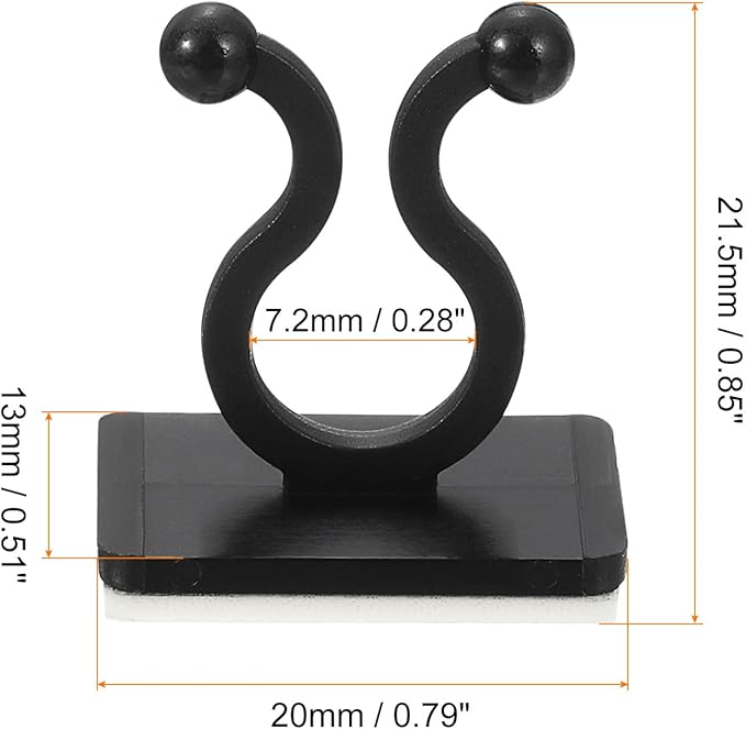 uxcell 100Pcs Plant Climbing Wall Fixture Clips, Plant Fixer Self-Adhesive Hooks Wire Fixing Supporting for Indoor Outdoor Decoration and Cable Wire Fixing (Black, 7.2mm/0.28")