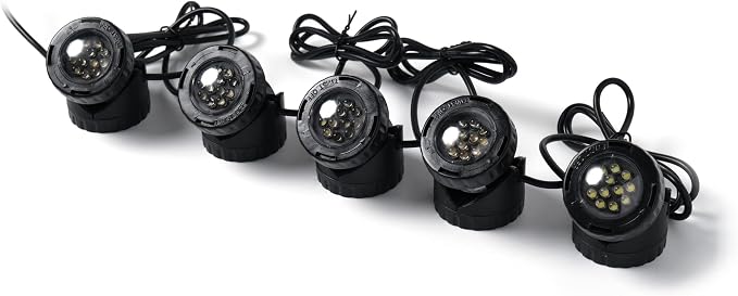Jebao Submersible LED Pond Light with Photcell Sensor, Set of 5