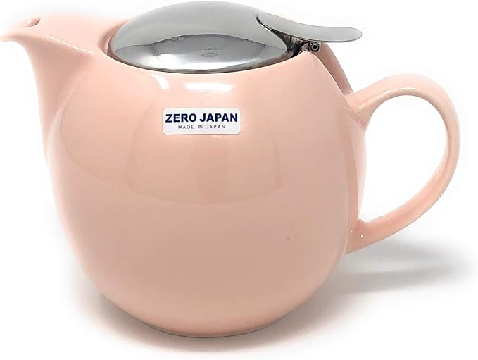 Zero Japan Bee House Round Teapot For One, 24 Oz - Ceramic Tea Pot with Stainless Steel Lid and Infuser, Smooth-Pour Spout, Diswasher and Microwave Safe Tea Pots (Pink)