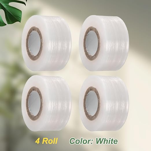 HARFINGTON 4 Rolls Fruit Tree Grafting Tape 3CM x 120M PE Stretchable Garden Grafting Tool Plants Self Adhesive Floristry Film for Floral Tree and Poly Budding, White