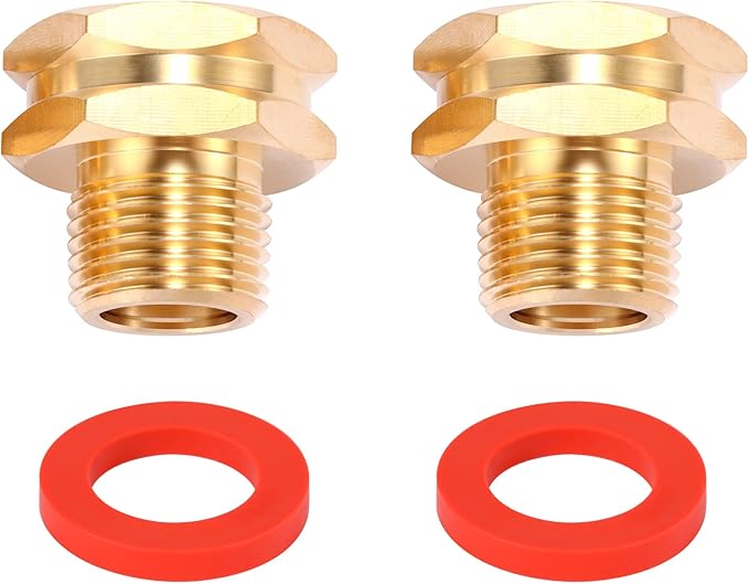 2 Pack Brass Garden Hose Adapter, 3/4" GHT Female x 1/2" NPT Male Connector,GHT to NPT Adapter Brass Fitting,Brass Garden Hose to Pipe Fittings Connect