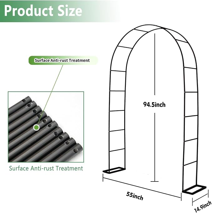 Thorise 7.9 Ft H x 4.6 Ft W Metal Pergola Arbor,Assemble Freely 2 Sizes,for Various Climbing Plant Wedding Garden Arch Bridal Party Decoration Wide Arbor