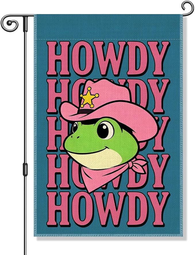 Perfectinsoy Howdy Funny Garden Flag, Inclusion Equality Human Rights Yard Banner, Cute Frog Flags, Welcome Yard Home Farmhouse Patio Lawn Western Outdoor Decor, Housewarming Flag Gifts
