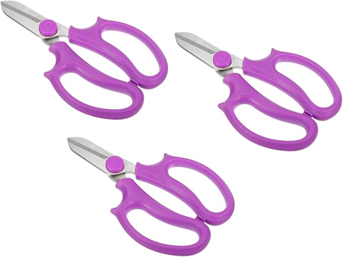PATIKIL Floral Scissor, 3 Pcs Garden Scissors Floral Shears Gardening Pruning Shears Scissors with Comfort Grip Handle for Plants Trimming, Purple