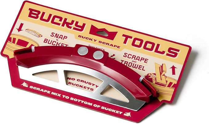 Bucky Scrape – Universal 5-Gallon Bucket Trowel Scraper for Tile Work, Stainless Steel Edge Preserves Wet Mix And Reduces Waste, Magnetic Holder Secures Tools