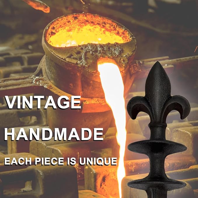 3 Pack Garden Hose Guide Spike, Decorative Hose Guide Support Stakes Antique Heavy Cast Iron Plant Saver Tools for Farm Garden Lawn Yard(Fleur De Lis)