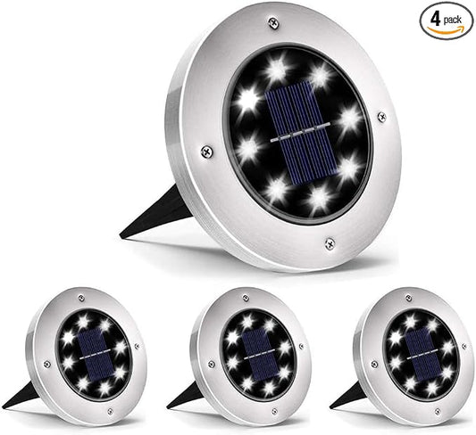 INCX 4.6 inch Solar Lights for Outside, 4 Pack Solar Light Outdoor Waterproof, Garden Lights Landscape Lighting for Lawn Yard Deck Driveway Walkway White