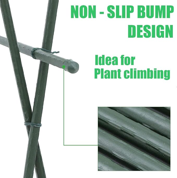 Mininfa Steel Plant Stakes 5 Feet, Plastic Coated Metal Garden Stakes Supports Climbing for Tomatoes, Trees, Beans, 25 Pack