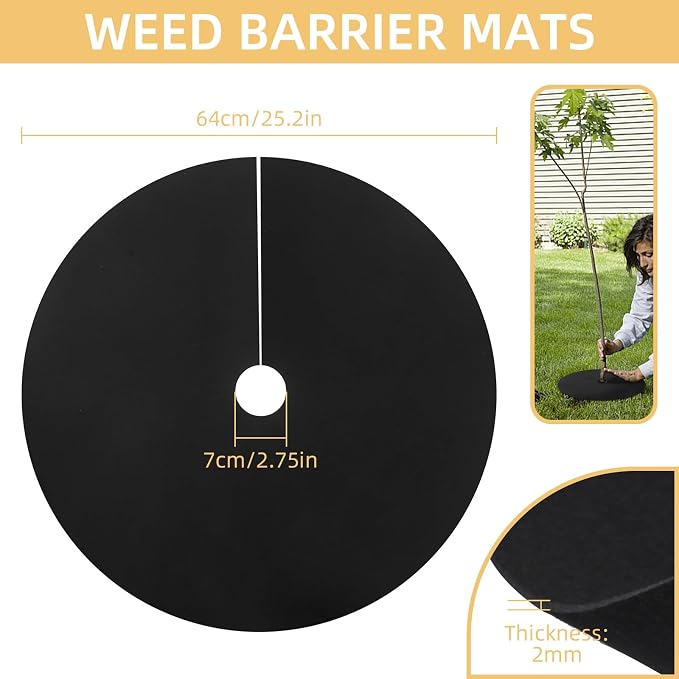 10Pcs Weed Barrier Mats, Tree Rings Mulch Mat, Tree Protectors, Tree Mats for Weeds,Used to inhibit Weed Growth and Landscape Weed Control (25.2 Inch)