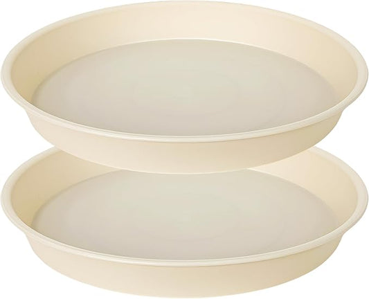 2 Pack of 10 inch Plant Saucer Gray, Heavy Duty Plastic Plant Saucer 10 inch Round, Durable Plant Tray for Pots, Plant Saucers for Indoors, Plant Trays for Planter 9"/10" (10", Beige)