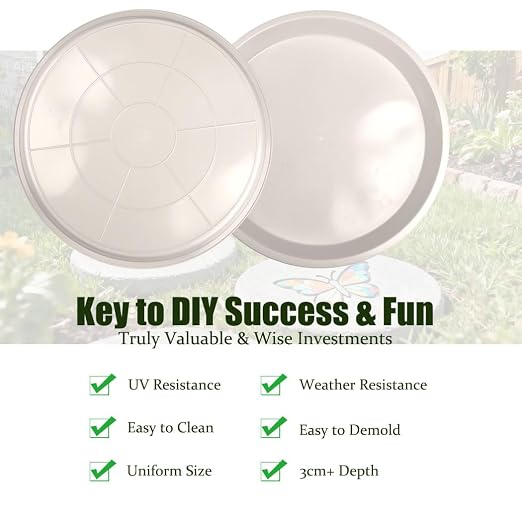 8 Pcs Stepping Stone Mold, Round Plastic Paver Molds for Concrete, Dia 10.2 in/ 1.18 in Depth Cement White Tray, Reusable DIY Form for Paving Garden Path, Walkway, Patio, Outdoor Landscaping