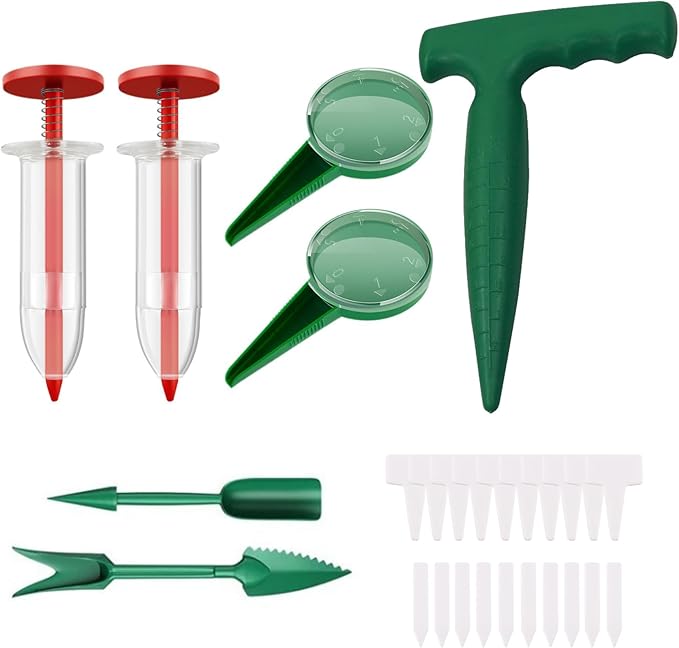 9pcs Seed Spreader Set,Adjustable Mini Sowing Seeds Dispenser, Handheld Mini Seedlings Dibber and Widger Garden Hand Tool, Ideal Gardening Tools for Small Seeds of Flowers, Vegetables
