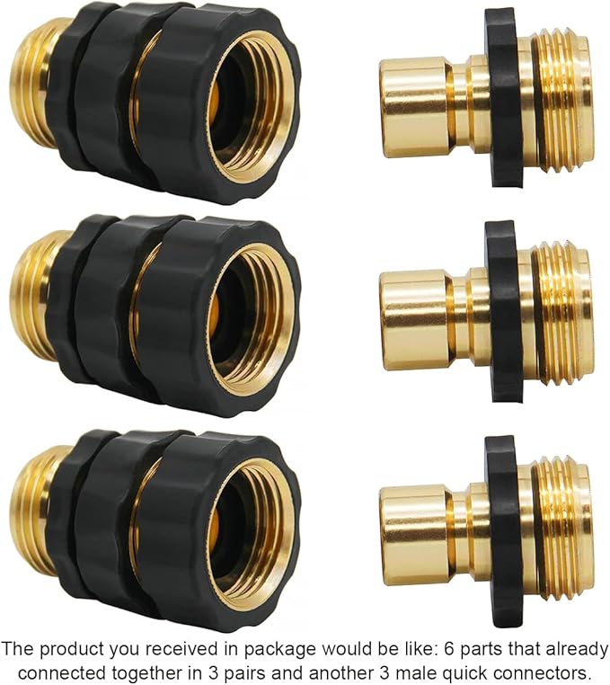 Triumpeek 3/4" Garden Hose Connector, 9 Pieces Garden Hose Quick Connect Fittings, Male and Female Quick Release Garden Hose Connector