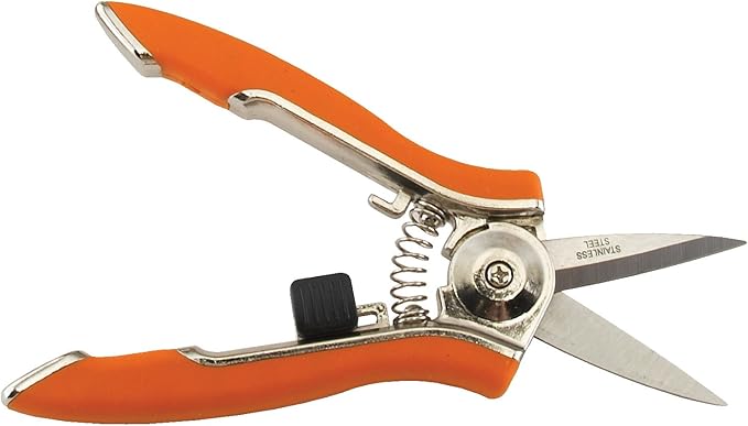 Dramm ColorPoint Stainless Steel Compact Garden Pruning Shears, Hand Pruner, Garden Clippers, with Heavy Duty Blade and Easy grip Handle, Orange