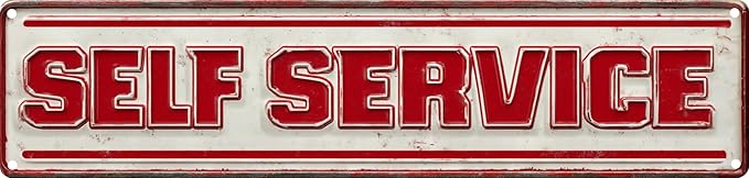 Vintage Tin Sign Retro Metal Self Service Signs For Home Decor Stylish Wall Art Plaques Gift For Home Bathroom Kitchen And Gothic Wall Decor In Every Room 4x16 In